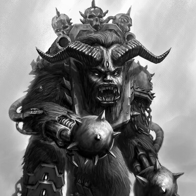 Sketch. Character. Mountain yeti cyber demon.