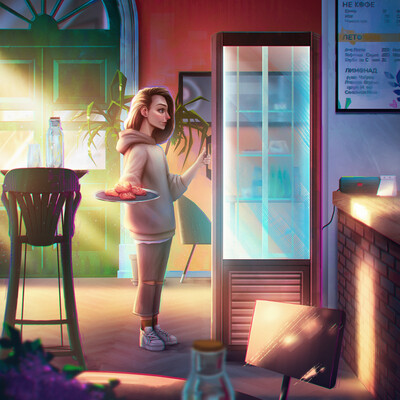 The chef in the cafe
