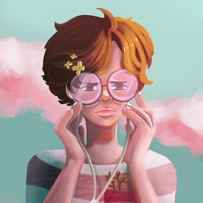 A teenager listens to music