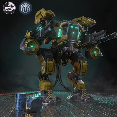 Full cycle of creating a game model of the Robo-Mechanism in Blender and Substance painter