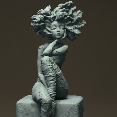 3d sculpture of girl
