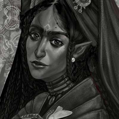 Portrait of an elf with a white moth
