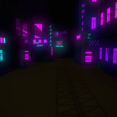 Low poly neon street