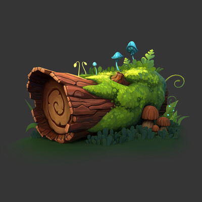 Mossy Log Handpainted