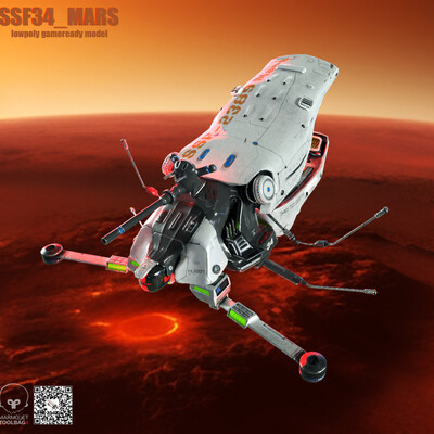 Low-poly 3D model spaceship "SSF34_MARS"