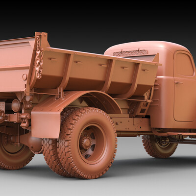 3D model ZIL-MMZ-585. Clay render.