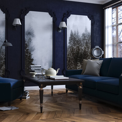 interior in blue tones