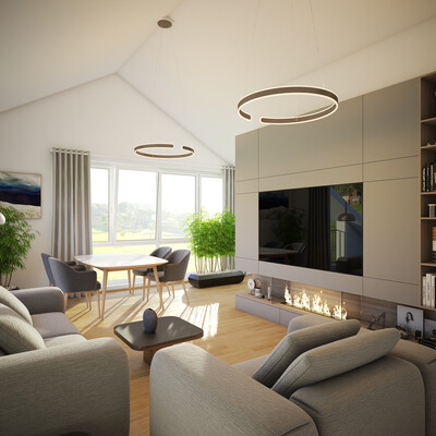 Design and visualization of apartment in Germany. Modern style