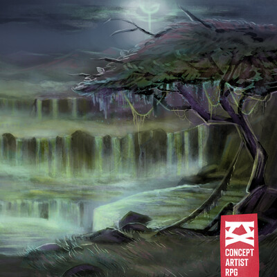 Concept Artist RPG. Thousand Waterfalls Valley and Creatures