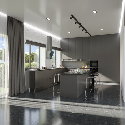 3D visualization of kitchen in a minimalist style:​​​​​​​
