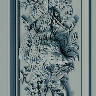 carved panels. interior. from 3d to installation