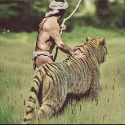 man and tiger