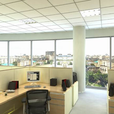 Ofis. Rabochie mesta sotrudnikov