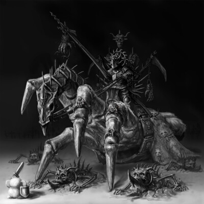 "Fluffy and Gloomy." Plush knight vs dark rider.