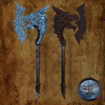 Fantasy axes of ice and lava