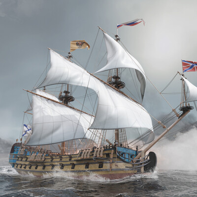 "Poltava" enters the battle