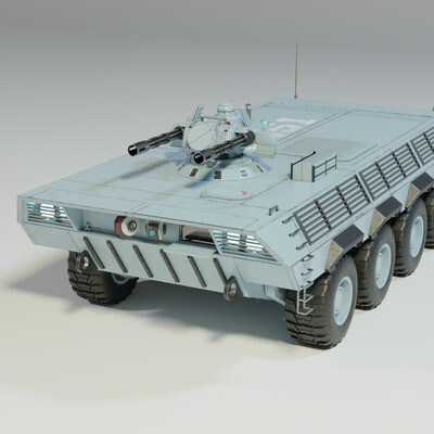 sci-fi armored personnel carrier with turret LowPoly Low-poly 3D model
