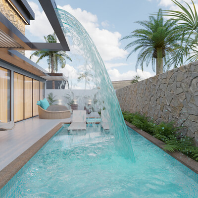 Backyard with a pool