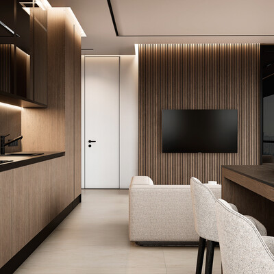 3D visualization: Apartment 90 m² living room