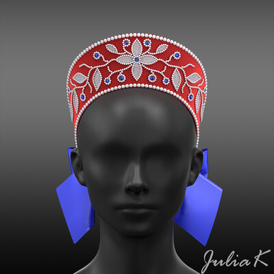 3D model of a Russian headdress - kokoshnik (my own interpretation).