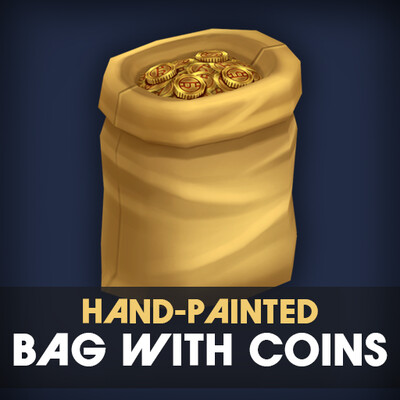 Stylized Hand-Painted Bag With Coins
