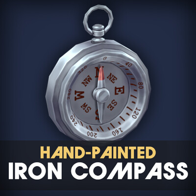 Stylized Hand-Painted Iron Compass