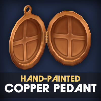 Stylized Hand-Painted Copper Pedant