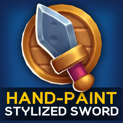 Stylized Hand-Painted Fantasy Sword and Shield Prop