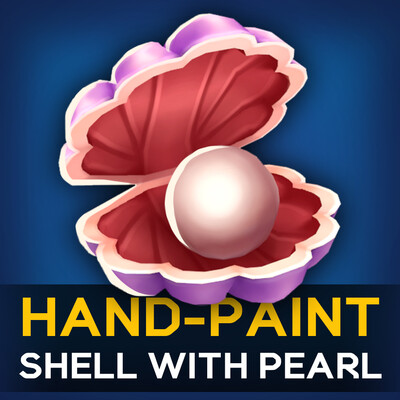 Stylized Hand-Painted Mollusc Shell With Pearl