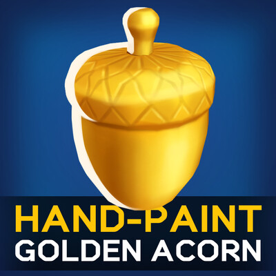 Stylized Hand-Painted Golden Acorn