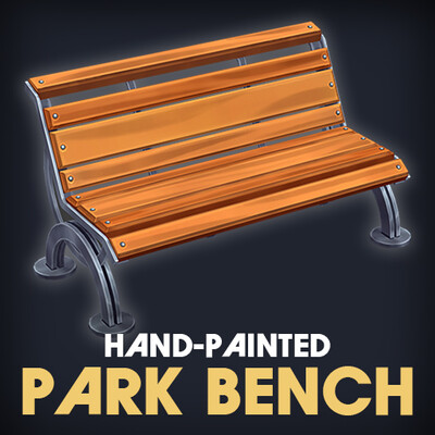 Stylized Hand-Painted Park Bench