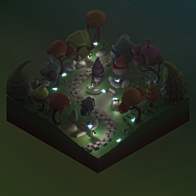 Pack of cartoon trees