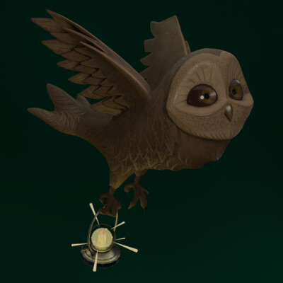 Owl with fire lamp