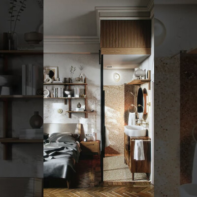 Mid Century Moder Bedroom interior cinematic / Insight ADB