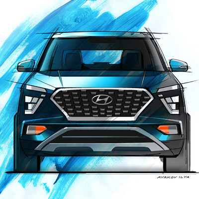 Car illustration Hyundai Creta, Social media video