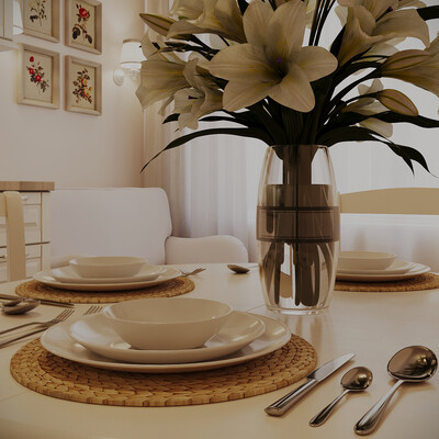 Visualization of the apartment project (36 m²) Kitchen-living room