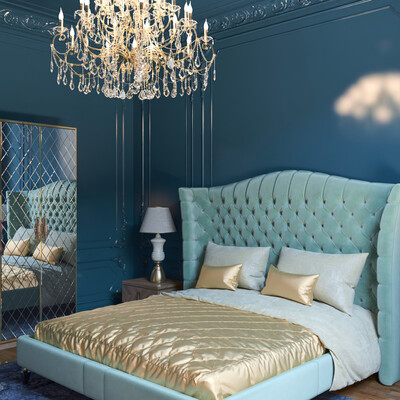 Classic blue bedroom