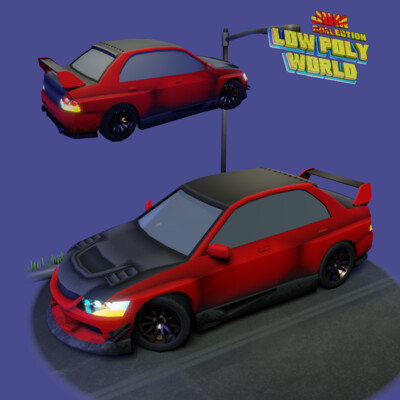 Lancer evolution 9 lowpoly model