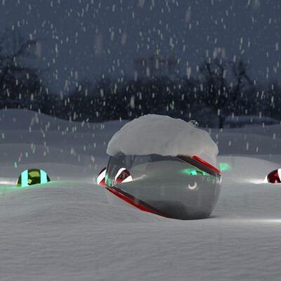 Winter scene "New Year's ball toy in the snow"