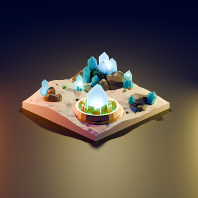 An island with crystals.