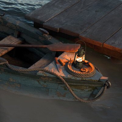 Boat with a lamp