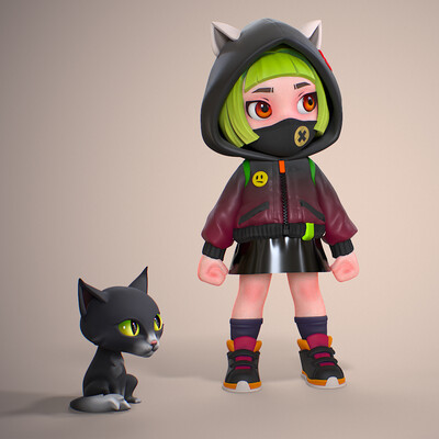 Girl with a kitten