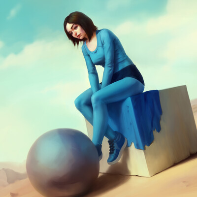 Girl on a cube