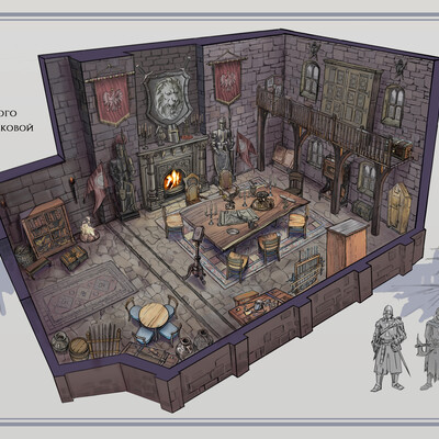 Castle hall concept for a medieval game.