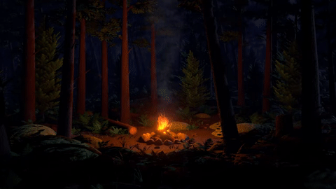 Glade with a fire