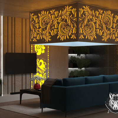 Interior panel WEPR "Russian patterns" (yellow)