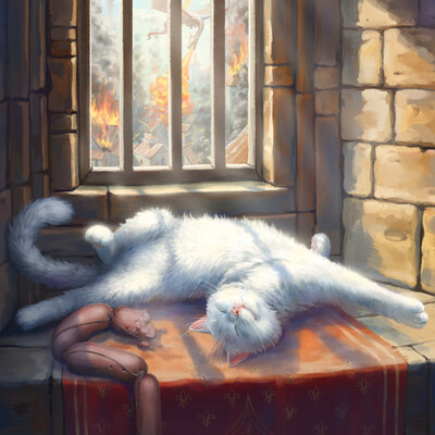 The cat sleeps