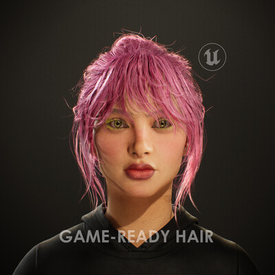 GAME READY HAIR CARDS (female messy bun hair style)