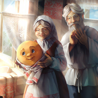 Illustration for the fairy tale "Kolobok"
