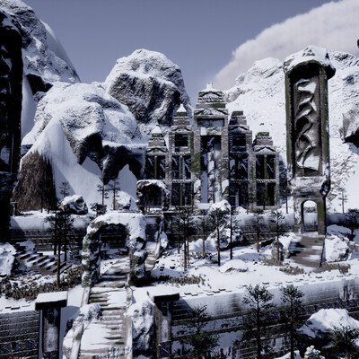 Snowy temple